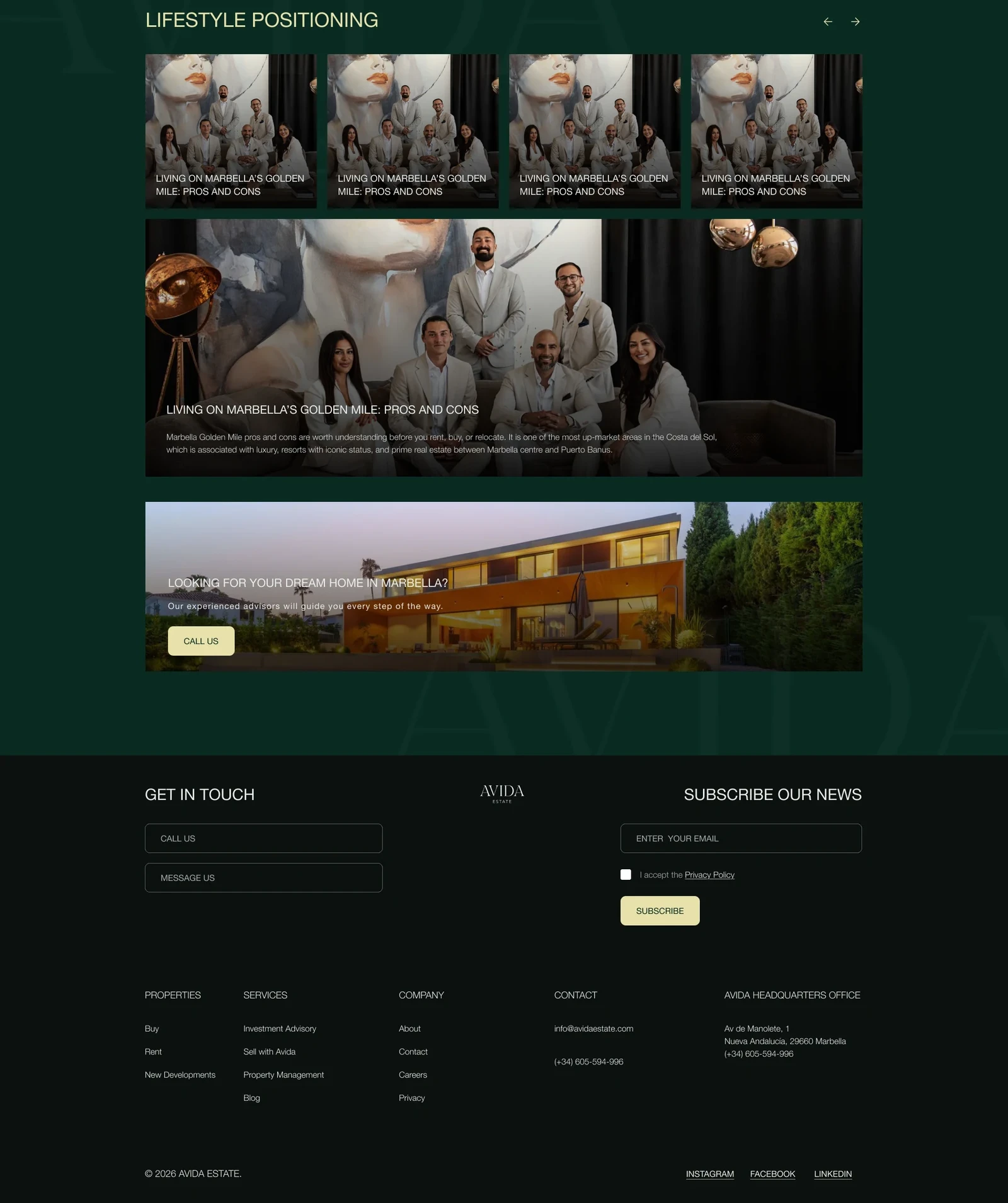 Lifestyle, contact and enquiry