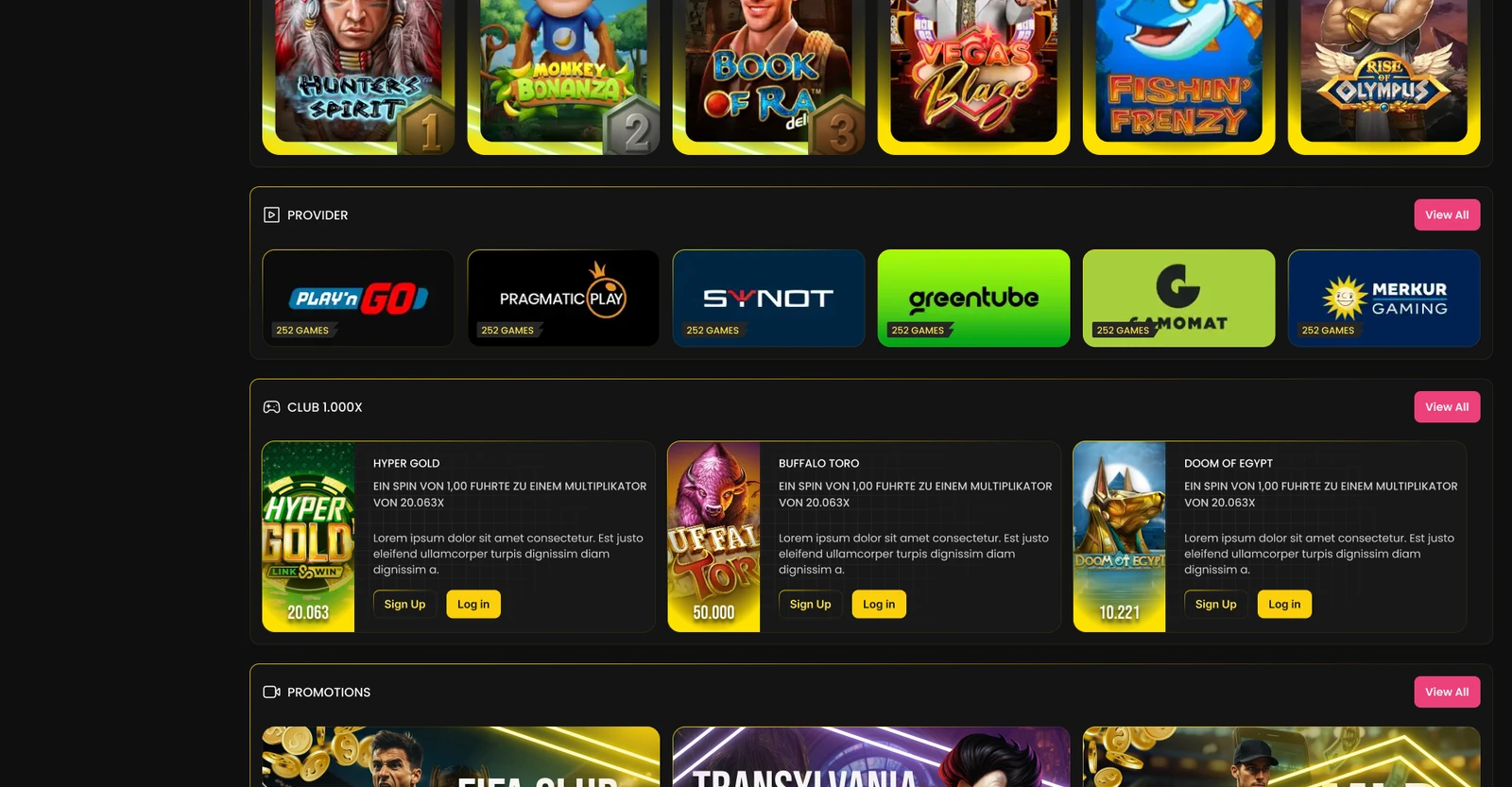 Providers and featured game discovery
