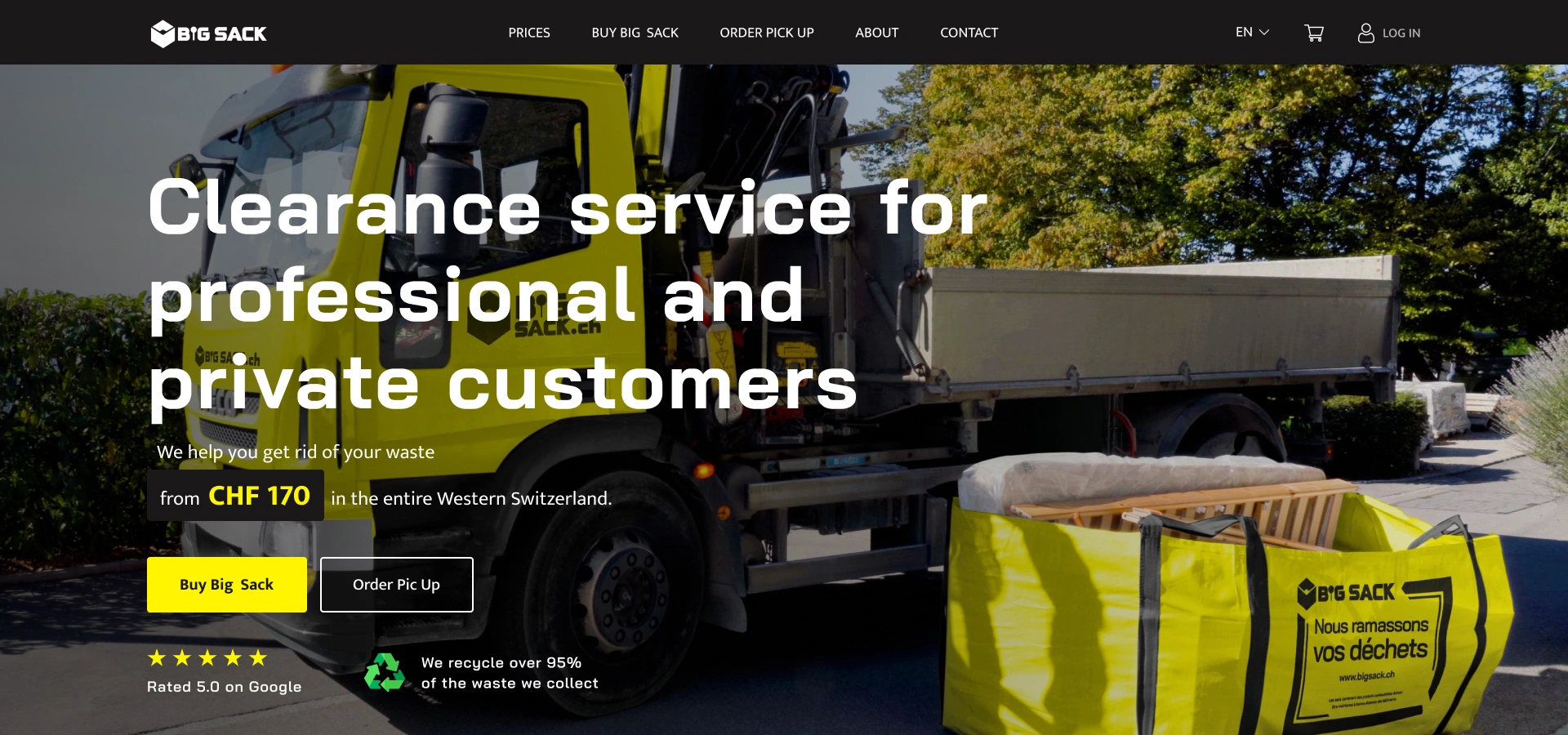 Private customers — service photography, a clear offer and two primary actions