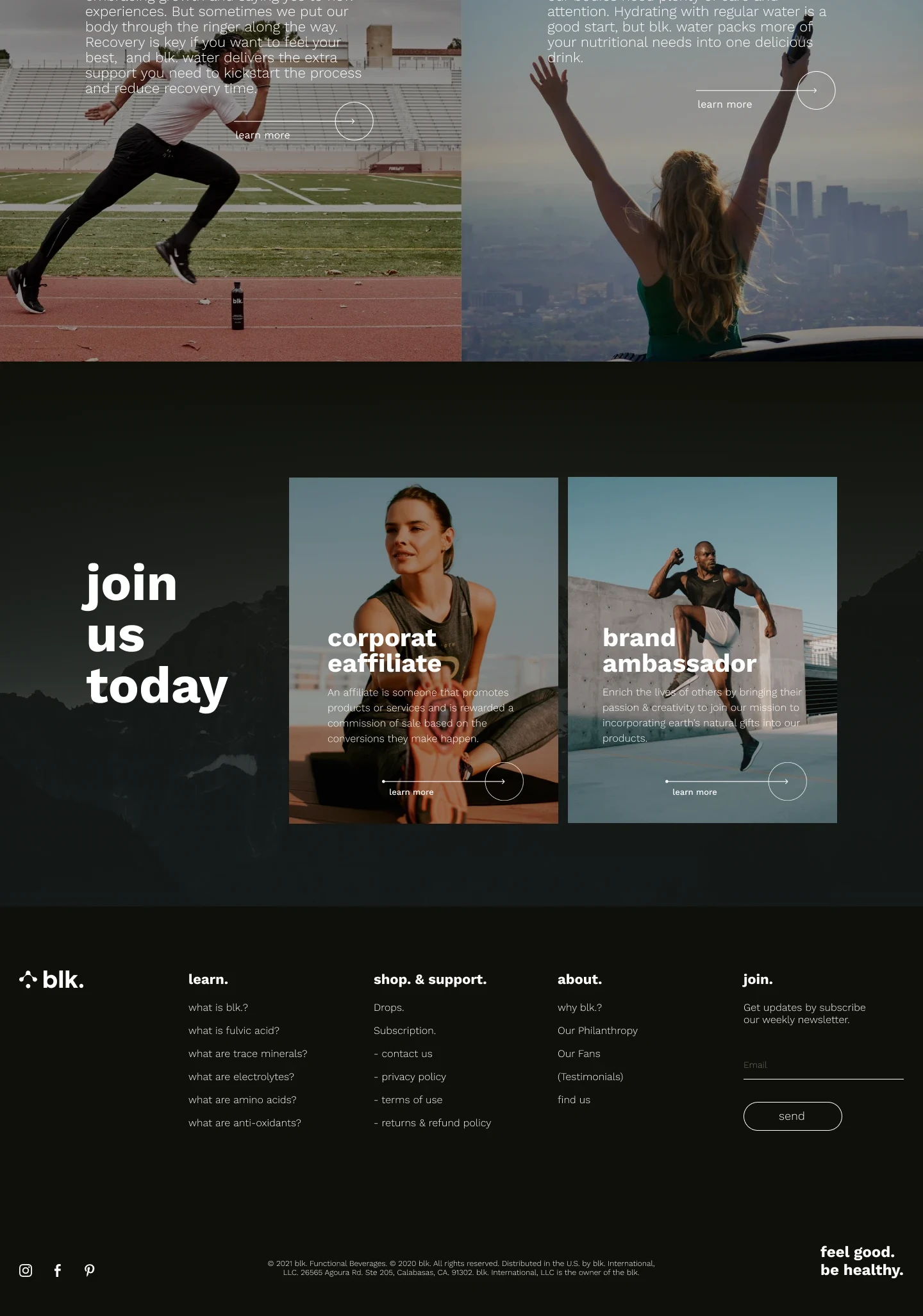 Lifestyle, community and footer