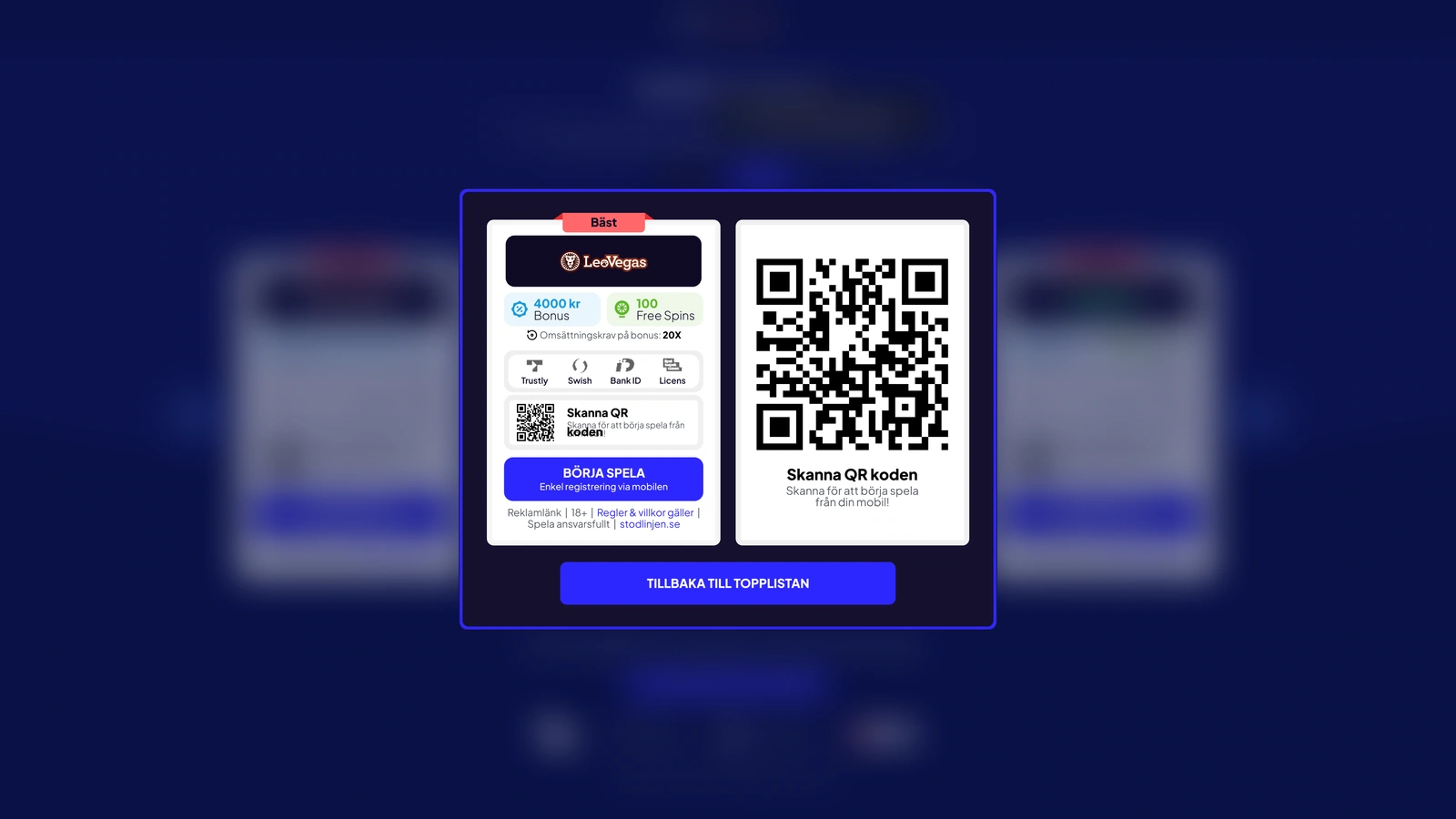 QR handoff — selected offer, enlarged code and a clear return to comparison