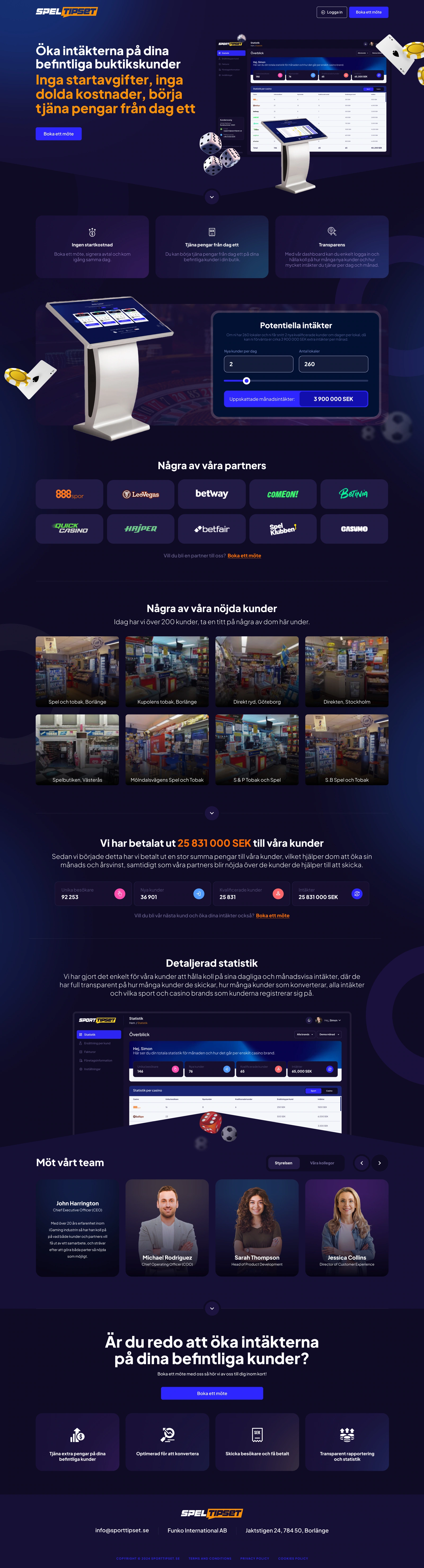 Product website — venue-display opening, partnership information and reporting presentation