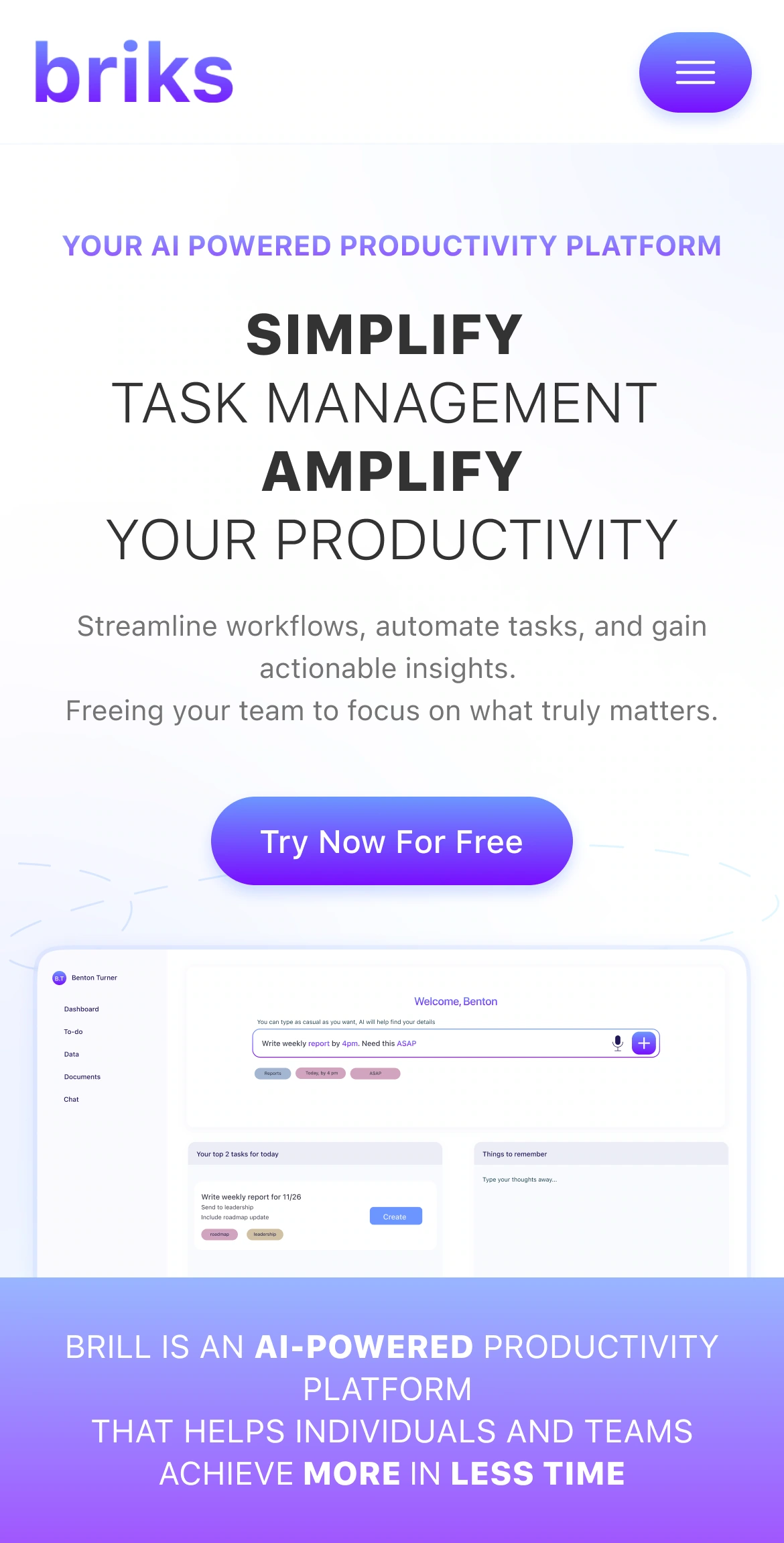 Mobile website — product introduction and workspace preview