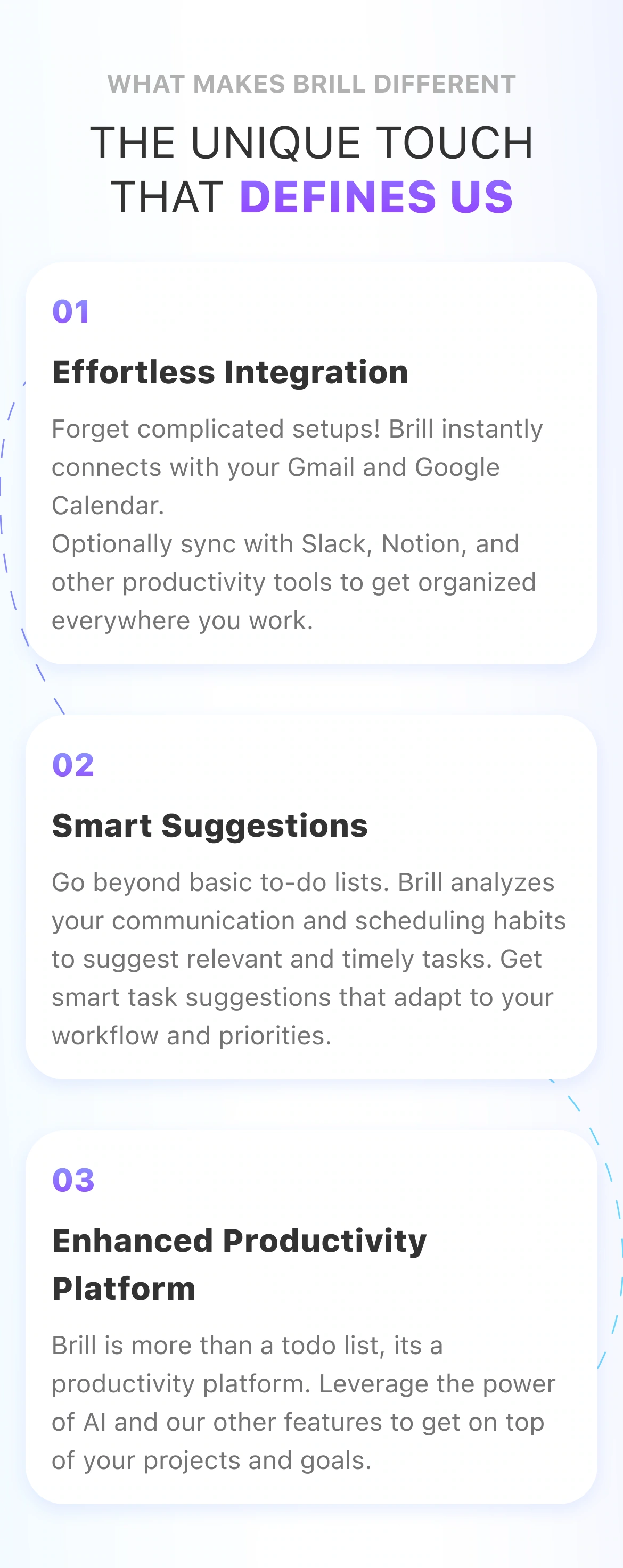 Mobile website — supporting features in a single-column layout