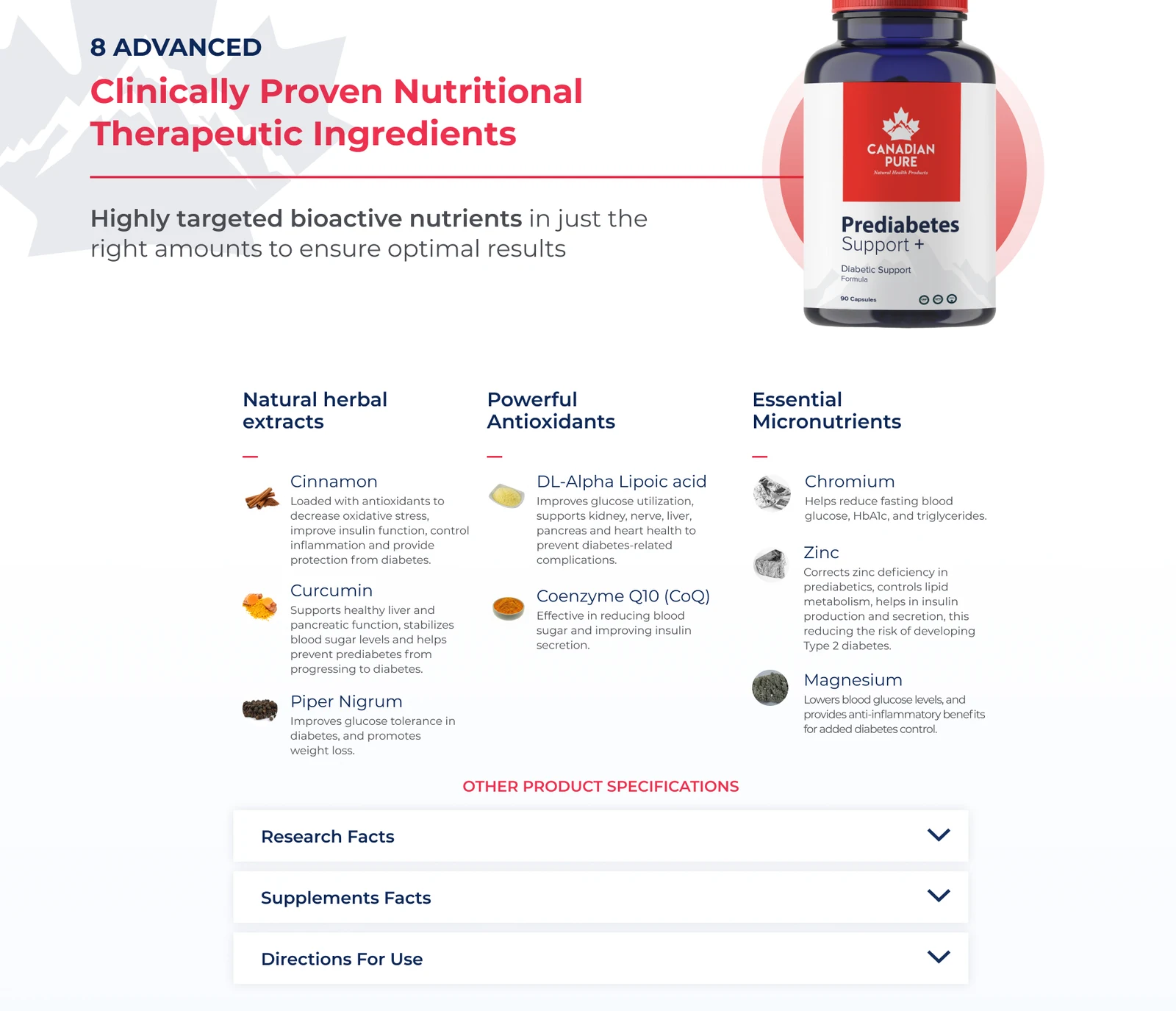 Ingredient information and expandable specifications
