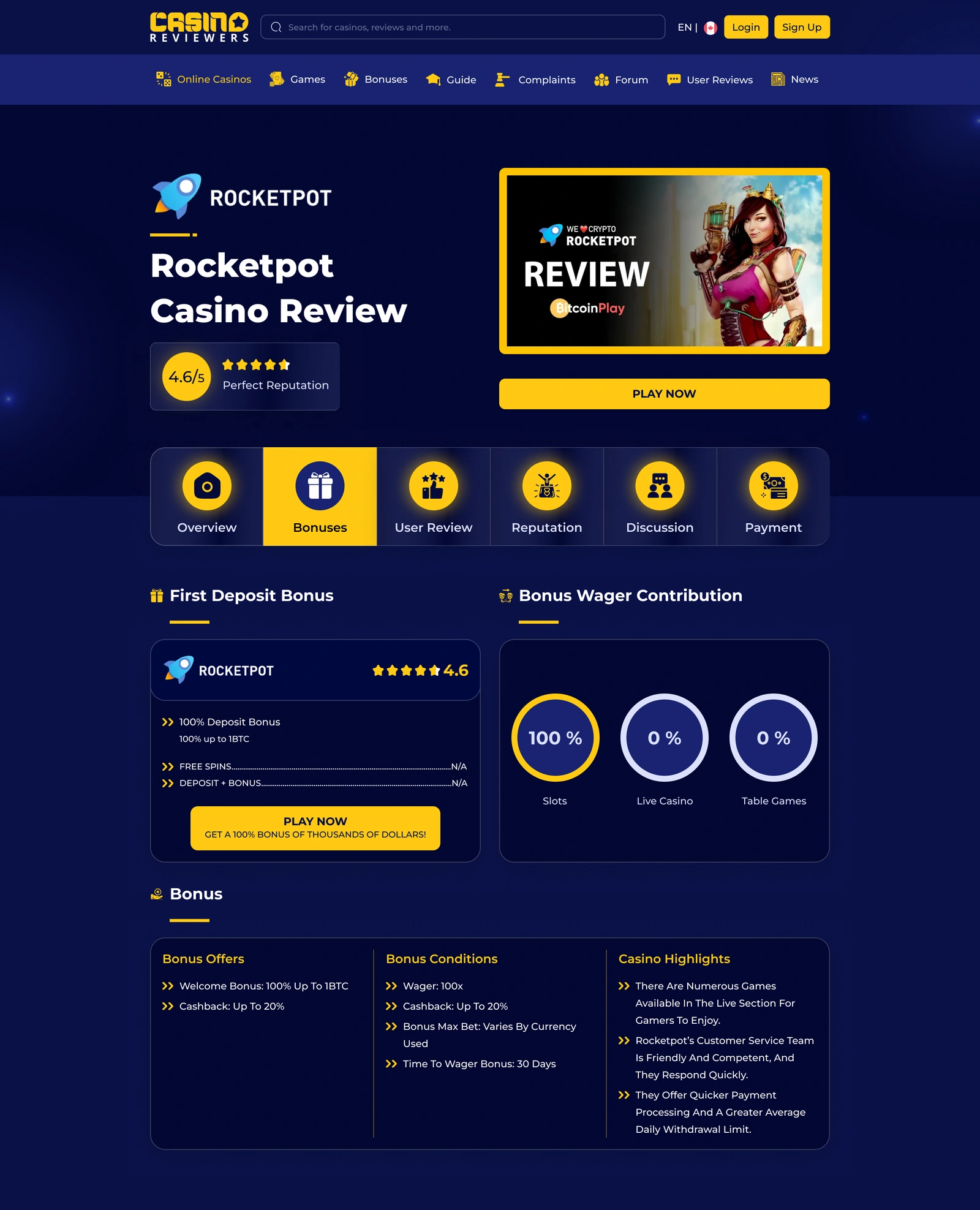 Review detail — navigation, information cards and data indicators