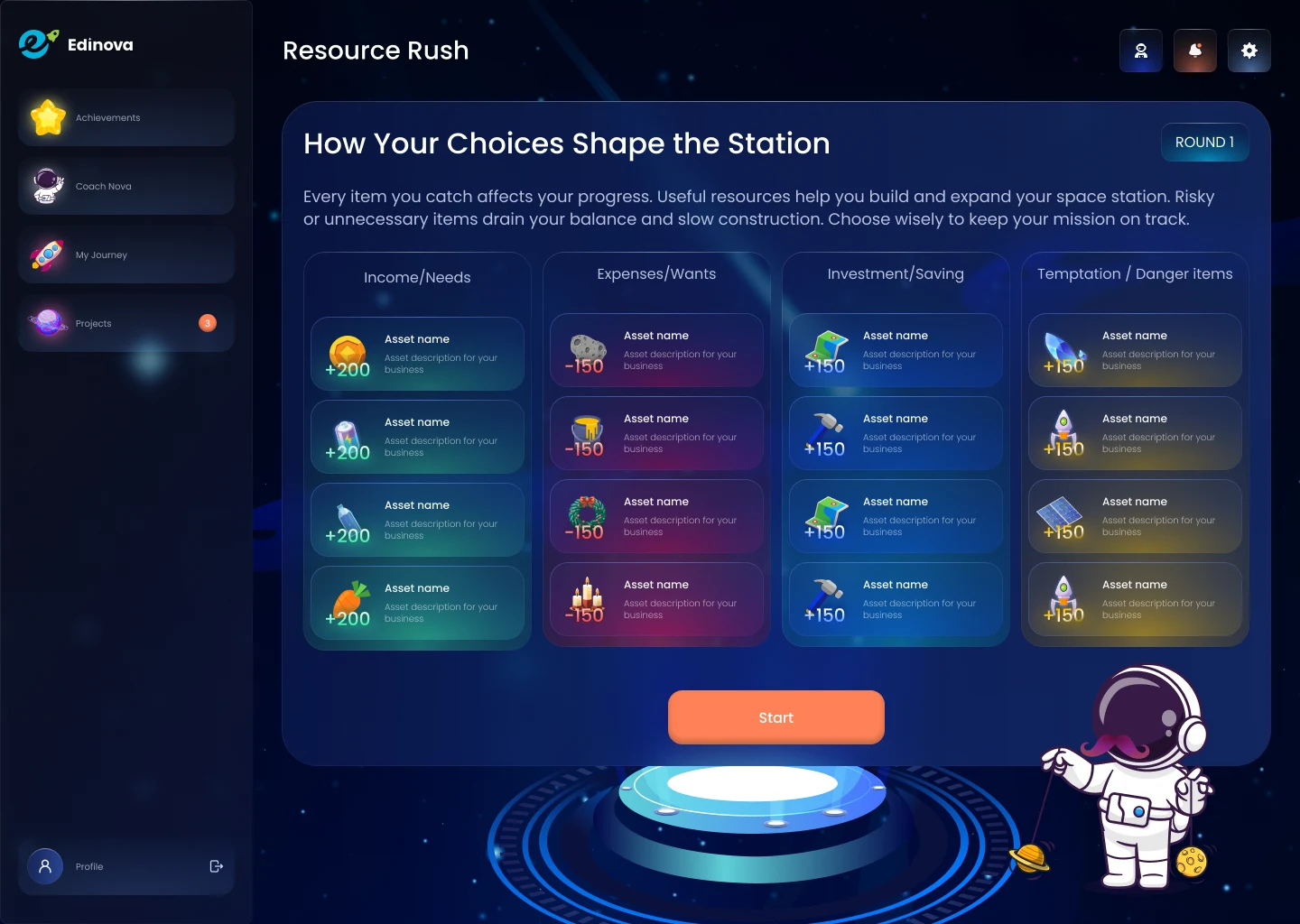 Resource Rush — choices and resources