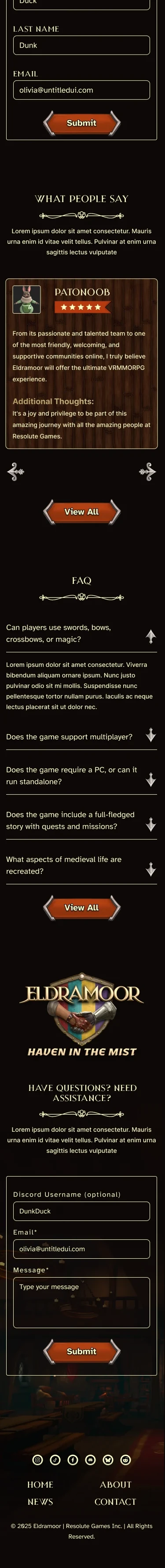 Mobile — community, FAQ and contact