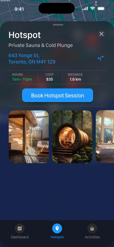Location details and booking action