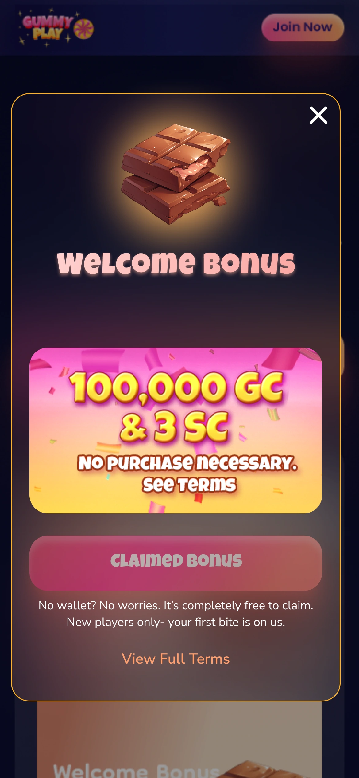Mobile — claimed-bonus detail state
