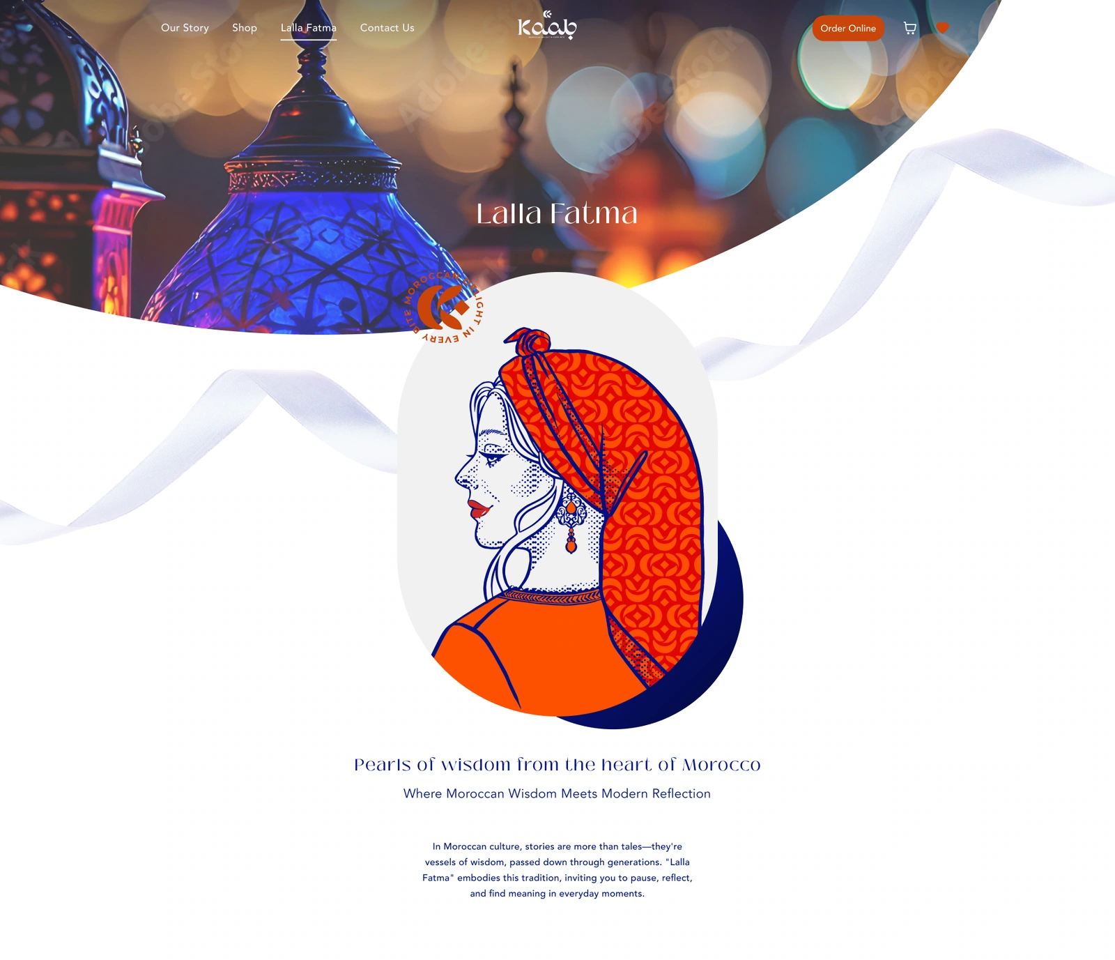 Lalla Fatma — editorial opening with photography, illustration and brand storytelling