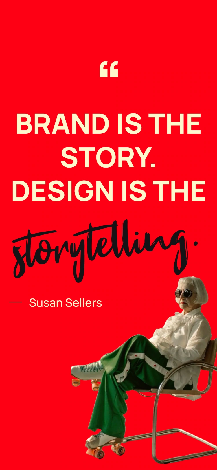 Mobile brand story — stacked type and photographic cutout