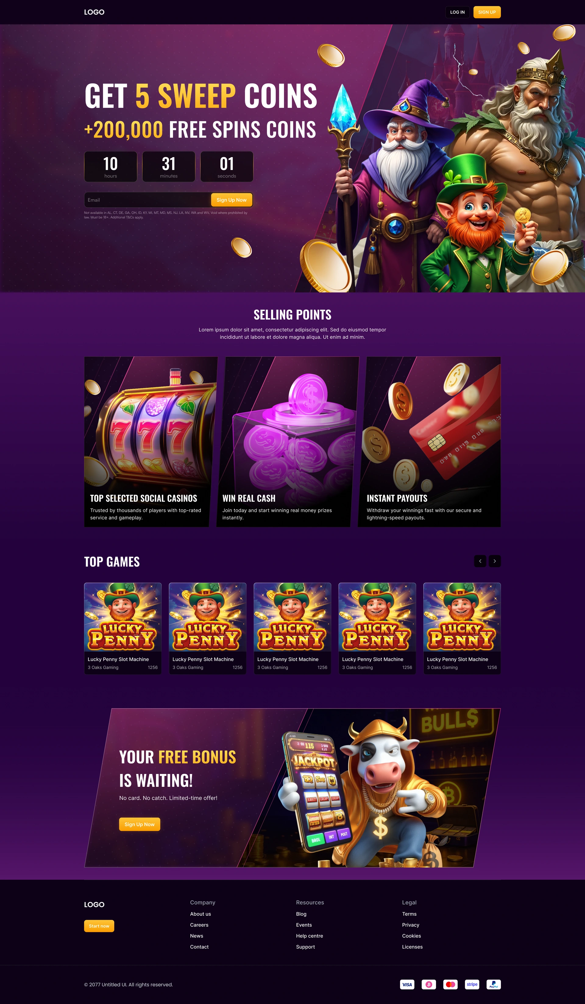 The complete desktop campaign page