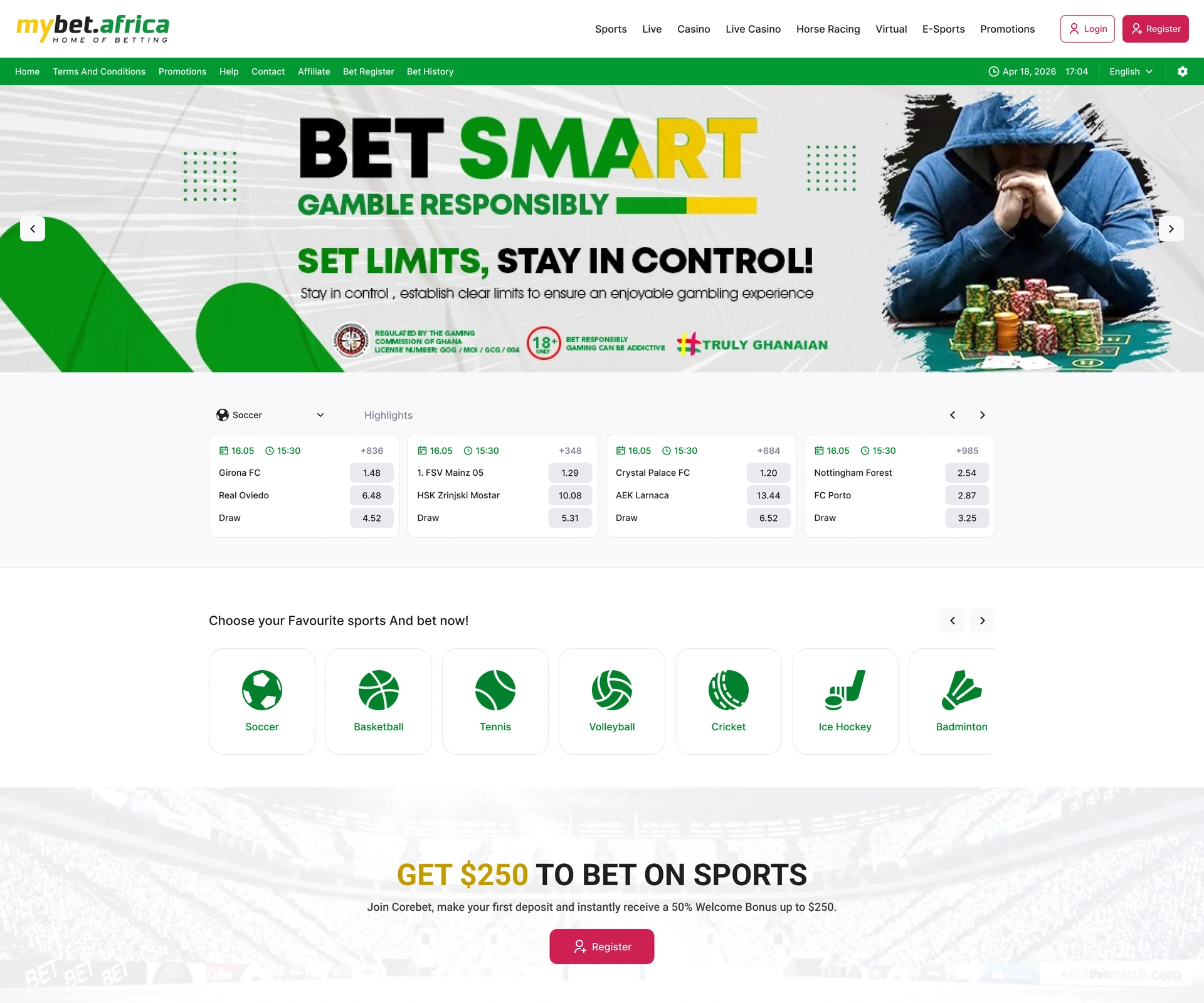 Homepage — sports discovery, highlights and introductory content