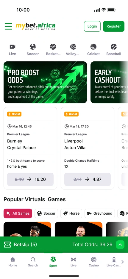 Mobile sports — event cards and expandable betslip