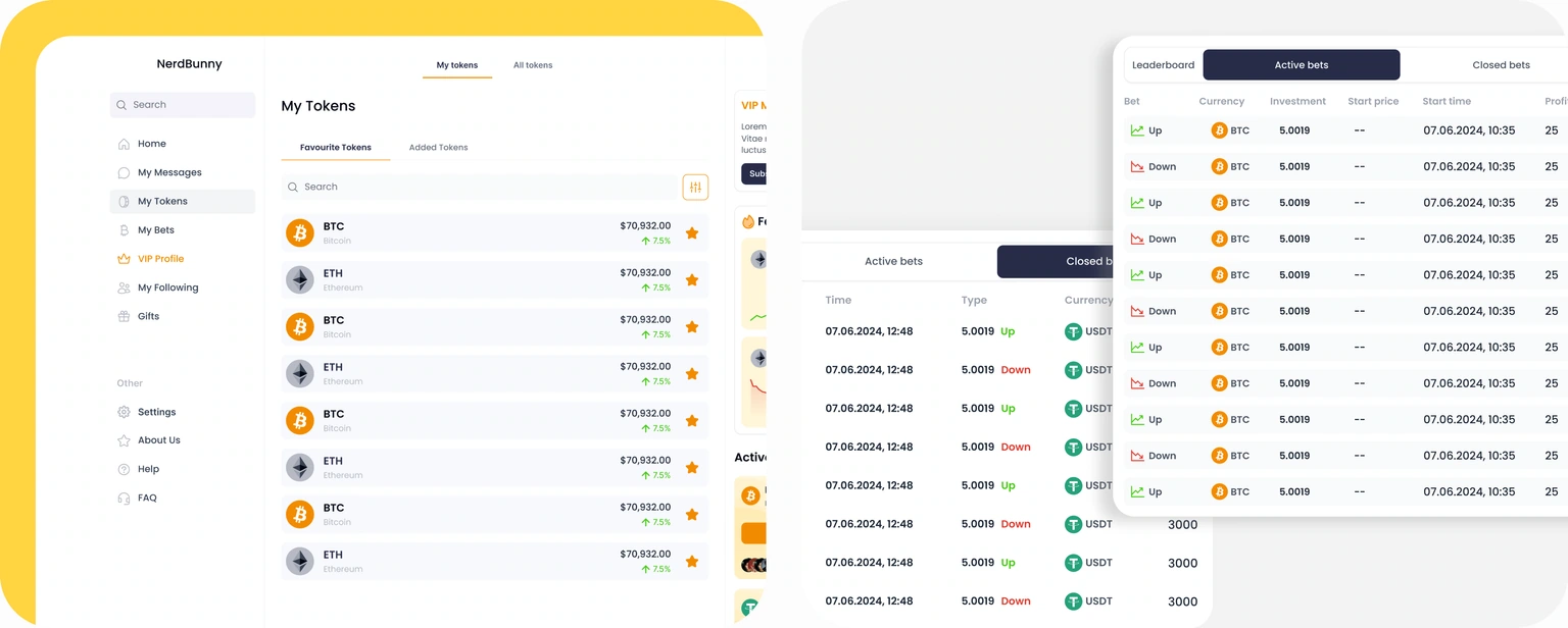 Prediction records — active and closed table layouts