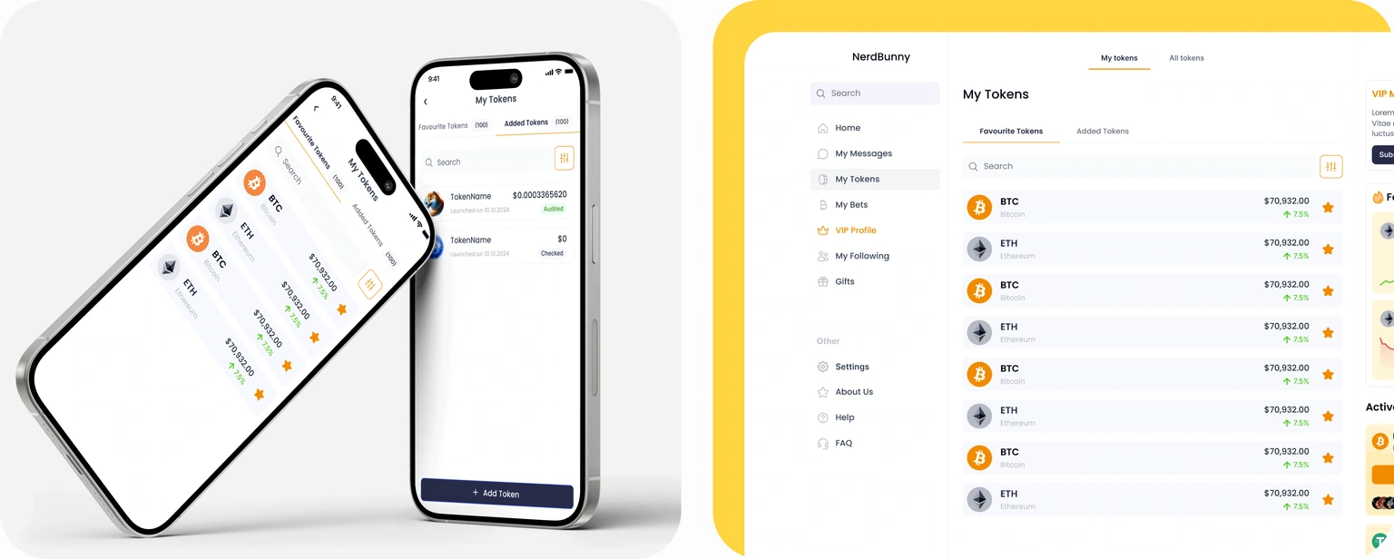 Token discovery — desktop and mobile interfaces