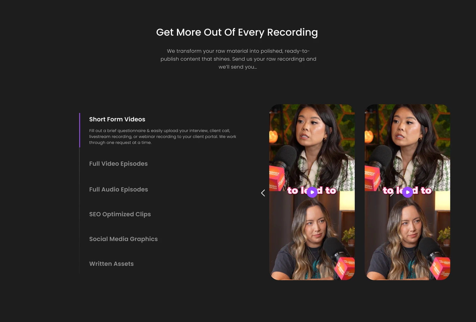 Content formats and short-form video examples