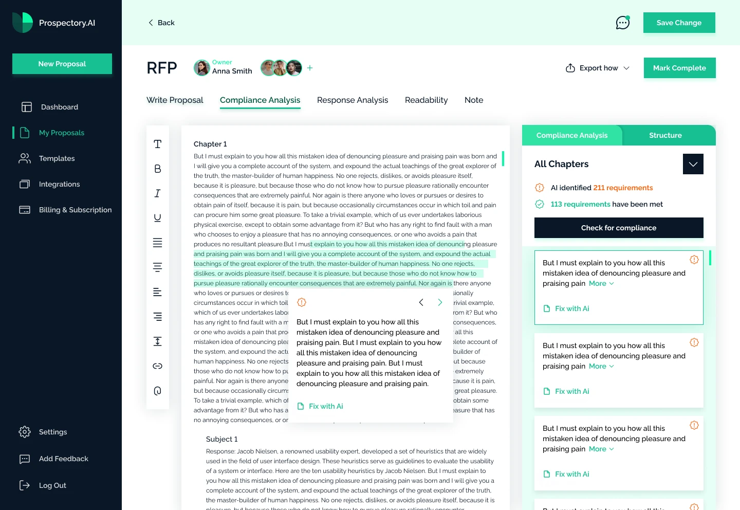 Requirements beside the active document