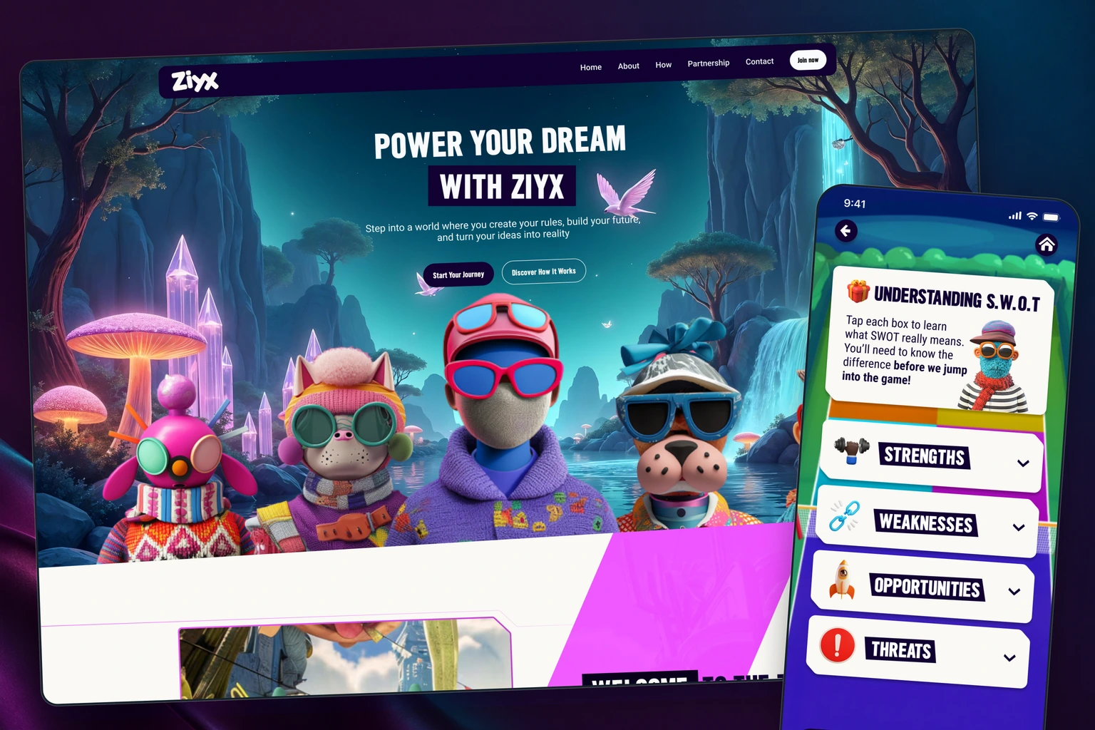 ZIYX fantasy website and interactive learning platform