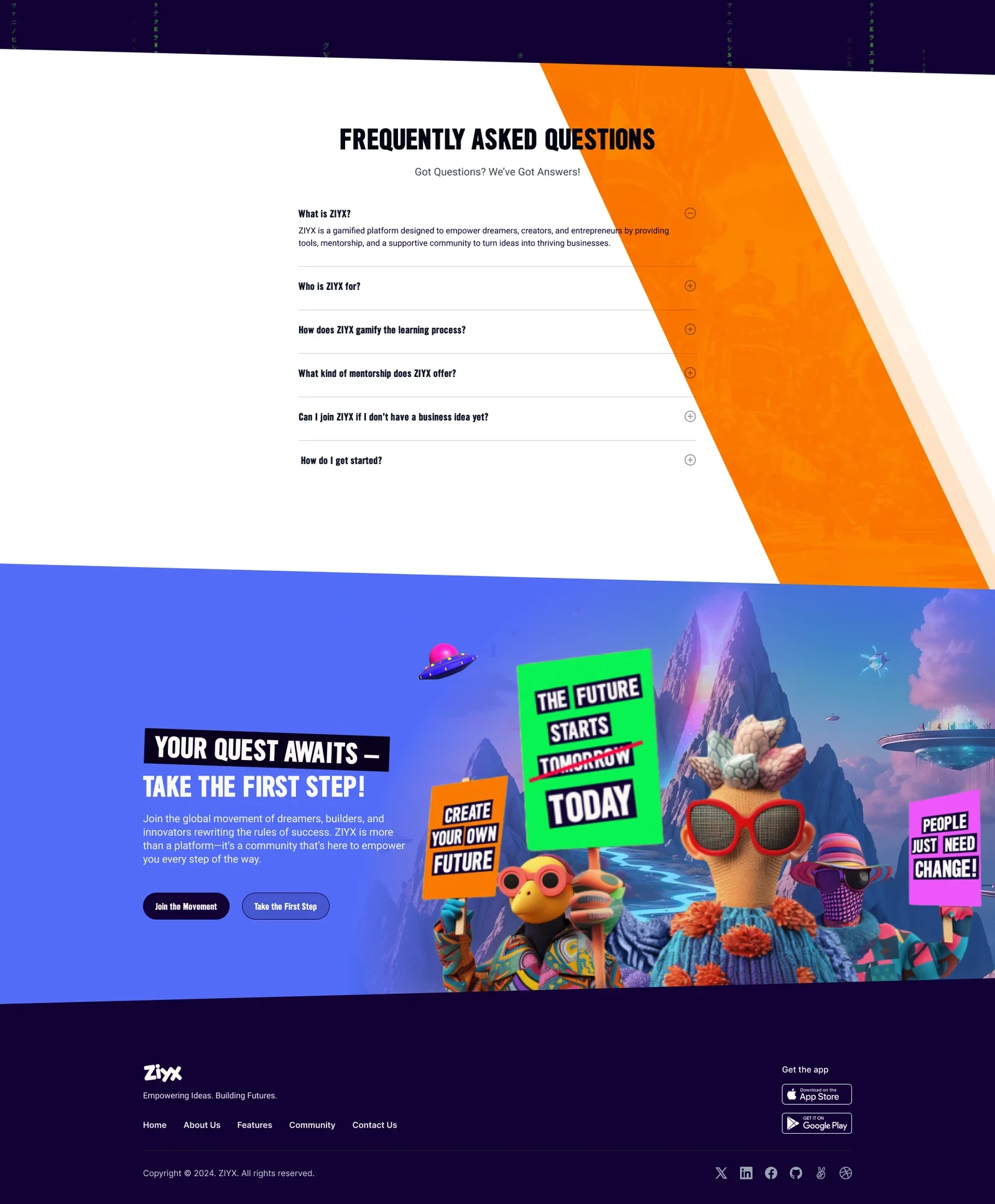 Website — questions and final call to action